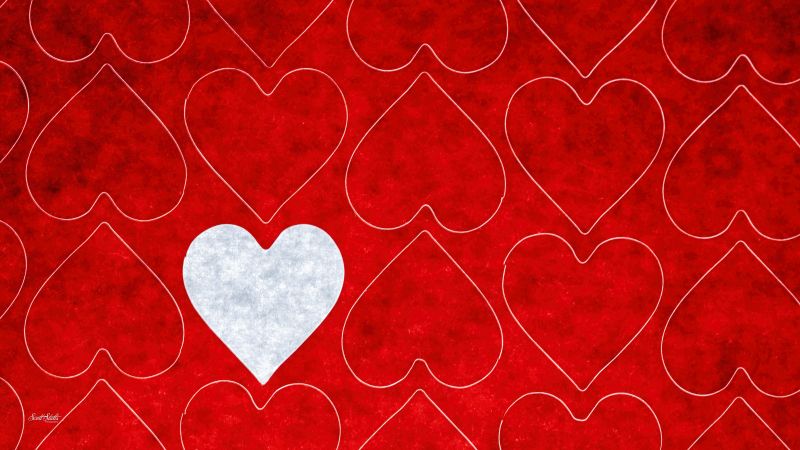 Love hearts, Red, White heart, 5K, Pattern, Wallpaper