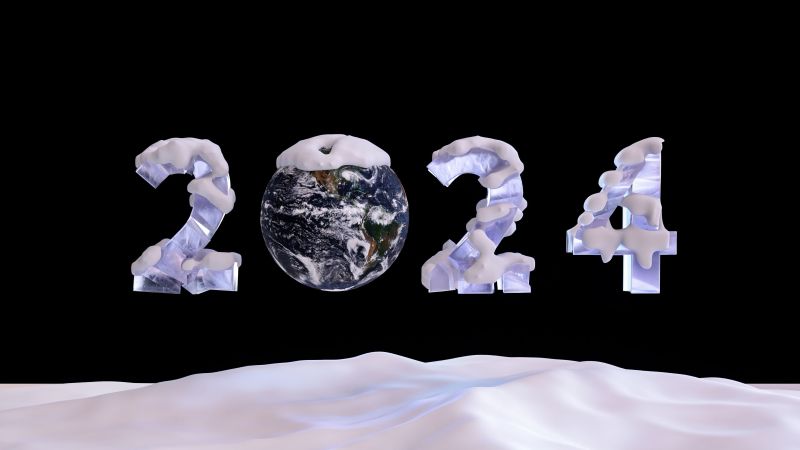 2024 New year, 5K, Snow covered, Earth, Typography, Wallpaper