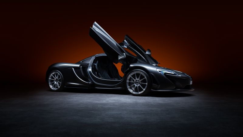 McLaren P1, 5K, CGI, Black cars, Wallpaper