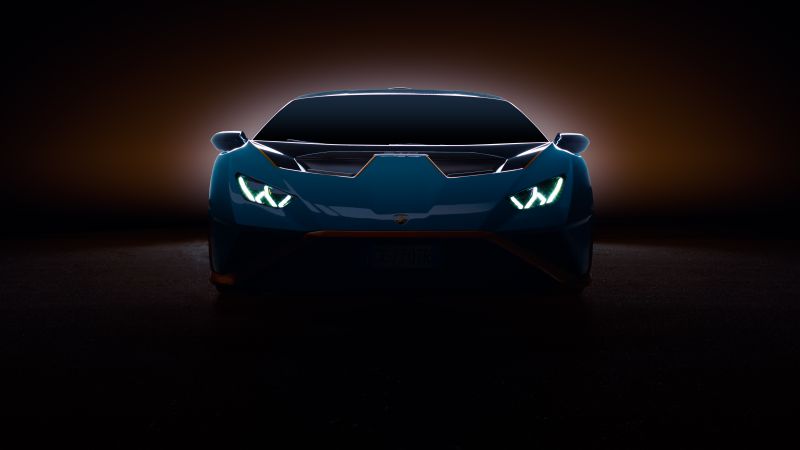 Lamborghini Huracán STO, Aesthetic, CGI, 5K, Dark background, Wallpaper