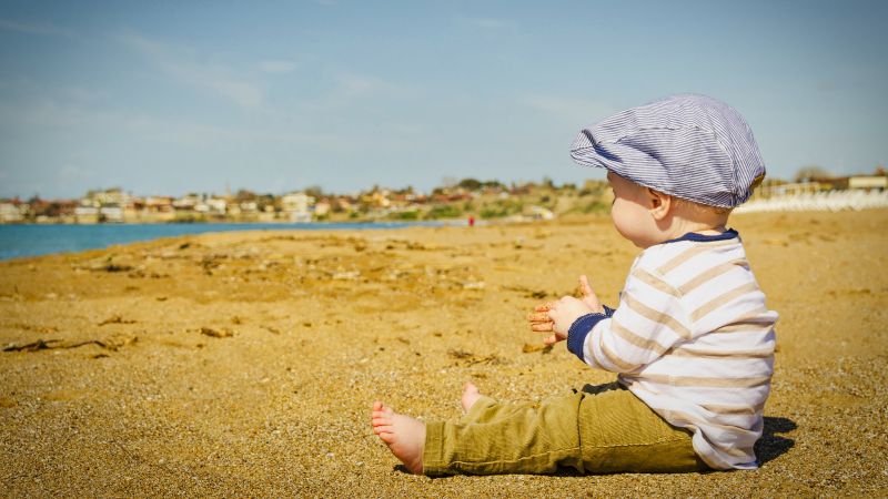 Cute boy, Beach, Cute child, Toddler, Playing kid, Sand, Wallpaper