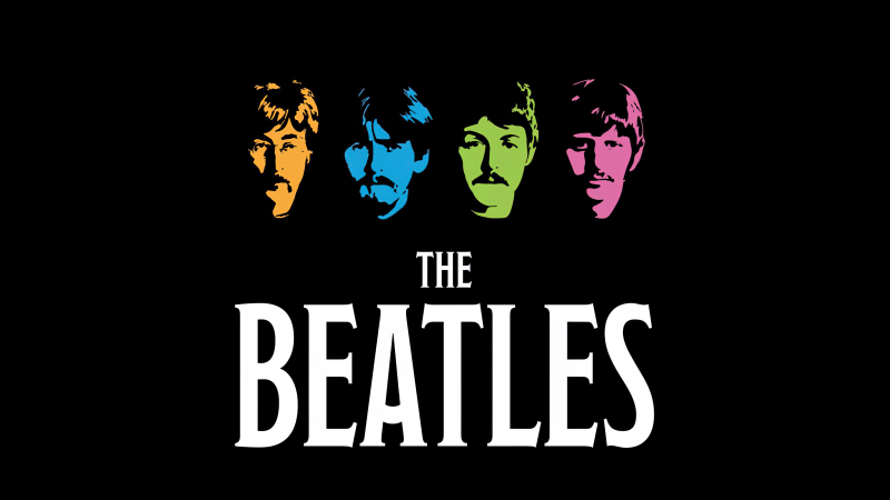 The Beatles, AMOLED, Minimalist, John Lennon, Paul McCartney, Ringo Starr, George Harrison, Black background, Rock band, Wallpaper