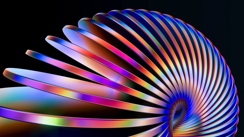 Slinky, 3D Render, Spiral, Vibrant, Colorful, 5K, Wallpaper