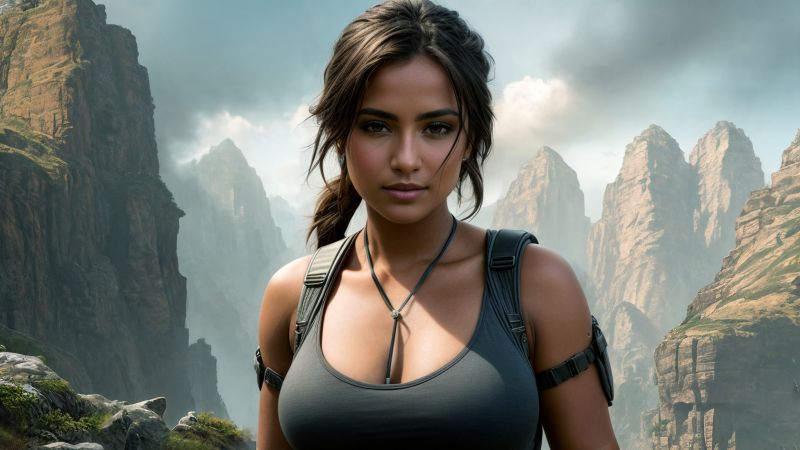 Lara Croft, AI art, Tomb Raider, Explorer, Adventure, Stable Diffusion, Wallpaper