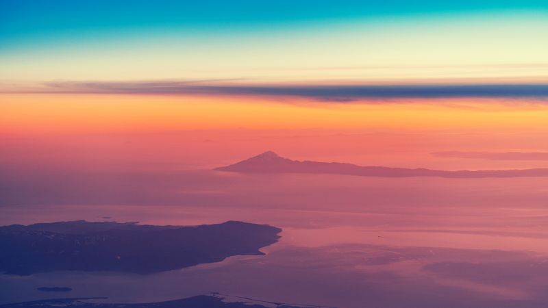 Sunset, Clouds, Aerial view, Islands, Wallpaper