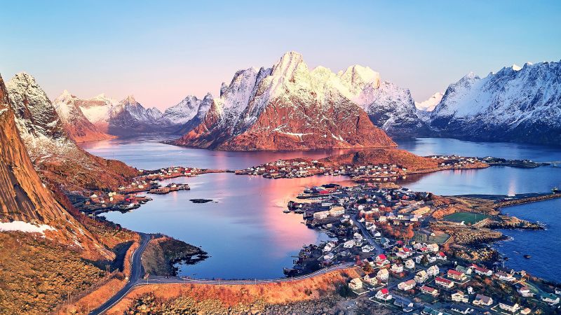 Reine, Nordland, Norway, Aerial, Lofoten islands, Scenic, Wallpaper