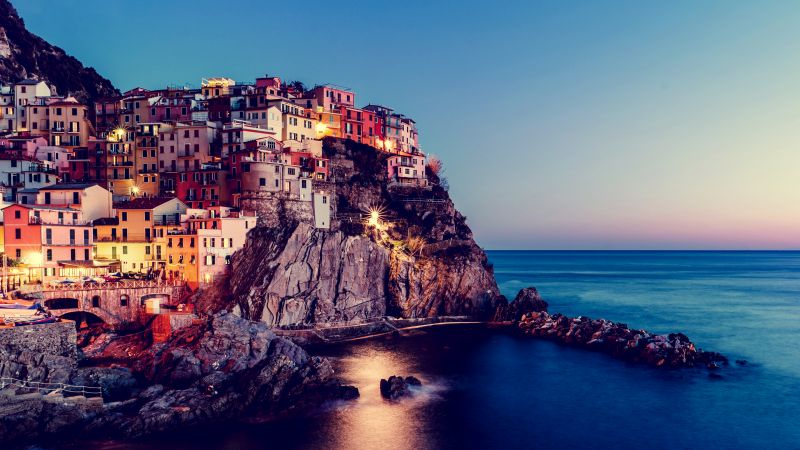 Manarola, Italy, Cinque Terre, Evening, Sunset, Scenic, Wallpaper