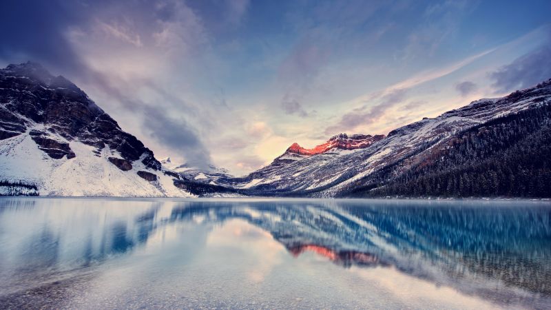 Bow Lake, Canadian Rockies, Scenery, Sunrise, Peaceful, Wallpaper