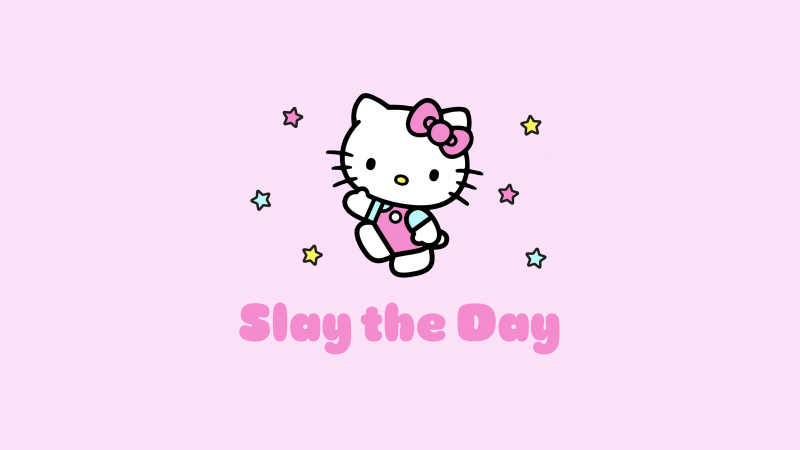 Slay the day, Hello Kitty, Pink aesthetic, Girly quotes, Sanrio, Wallpaper