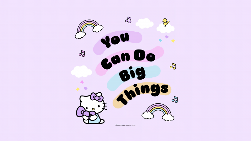 You Can Do It, Hello Kitty, Motivational quotes, Pastel purple, Wallpaper