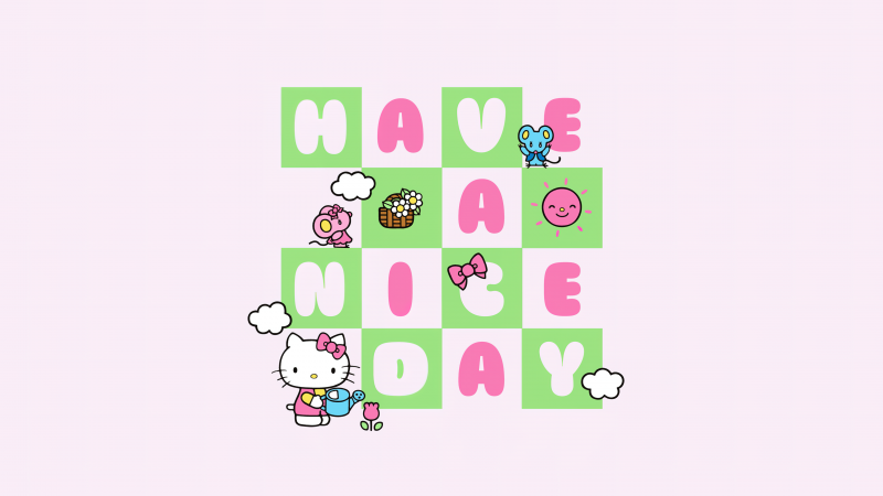 Have a nice day, Hello Kitty background, Wallpaper