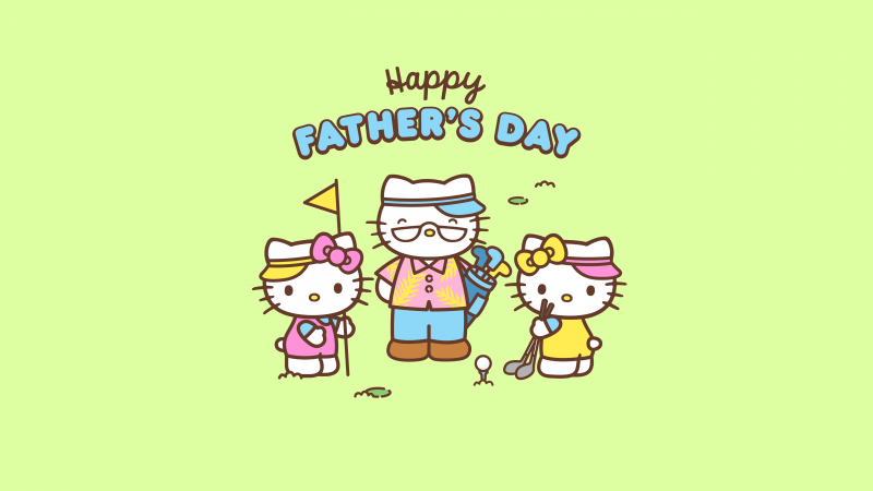 Happy Fathers Day, Hello Kitty background, 5K, Sanrio, Wallpaper