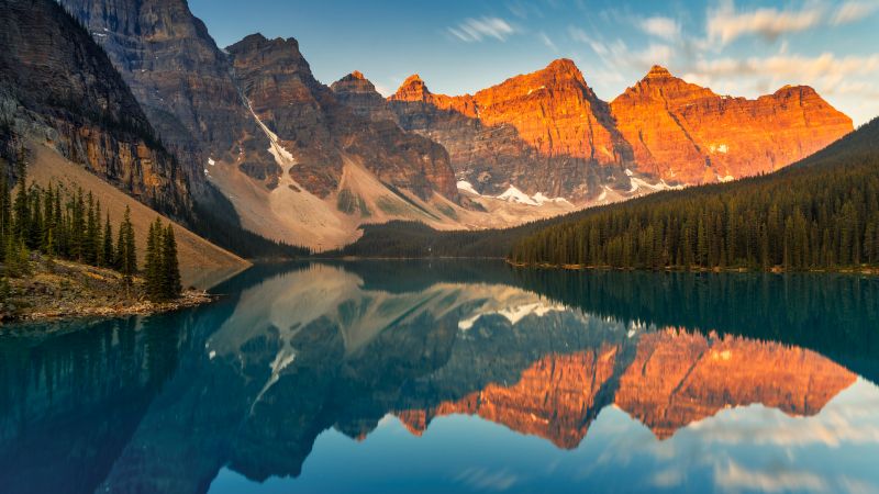 Banff National Park, Sunrise, Scenery, Moraine Lake, Wilderness, 5K, 8K, Wallpaper