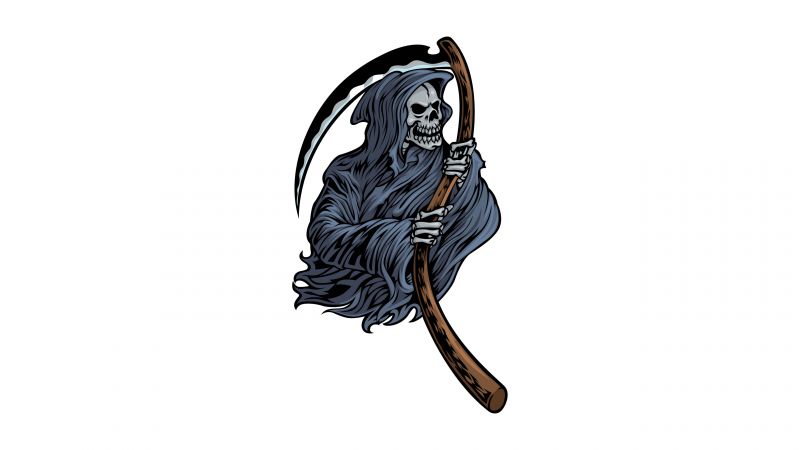 Grim Reaper, Illustration, Ghost, White background, 5k, Wallpaper