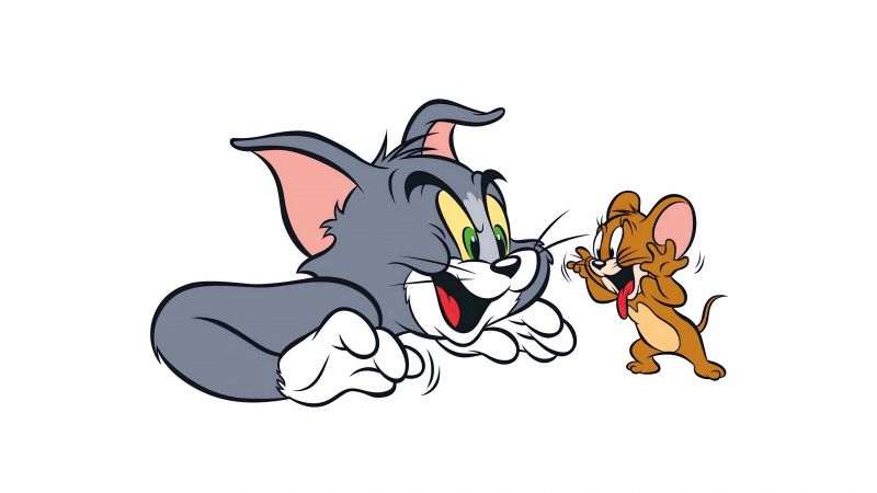 Tom & Jerry, 8K, Cartoon, 5K, White background, Tom and Jerry, Wallpaper