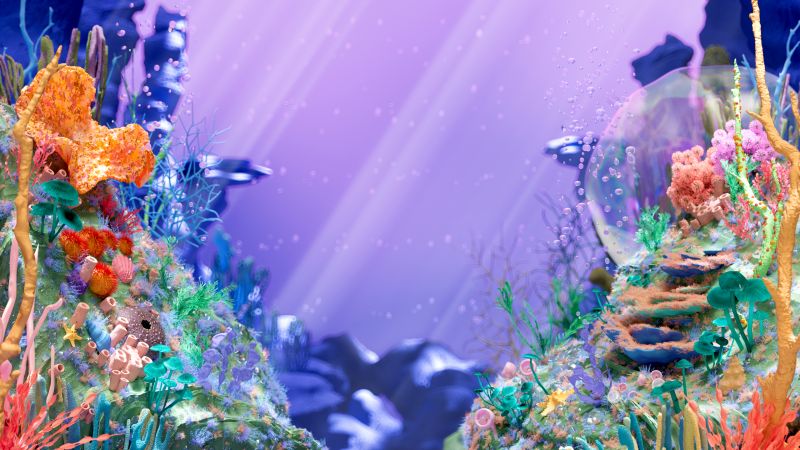 Aesthetic, Underwater, Coral reef, Digital Art, Ocean, Vibrant, Peaceful, Serene, Magical, Digital Art, Wallpaper
