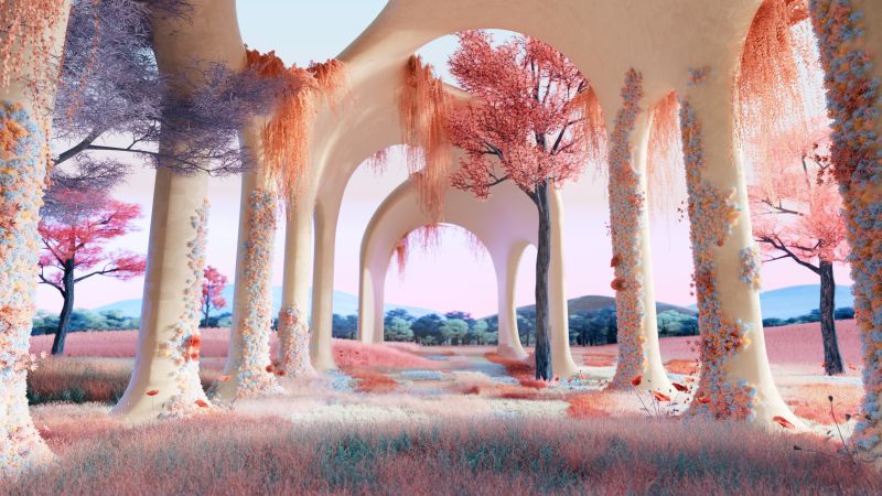 Aesthetic, Outdoor, Modern, Surreal, Archway, Wallpaper