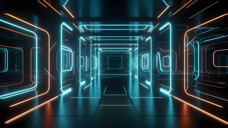Neon, Corridor, 5K, Futuristic, Wallpaper