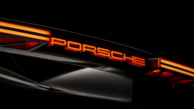 Porsche Mission X, Rear View, Illuminated, Logo, Wallpaper