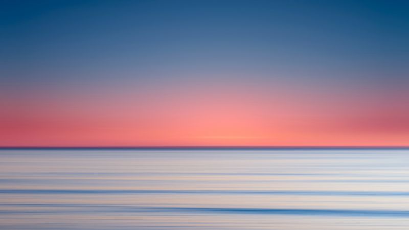 Sunset, Long exposure, Ocean, Horizon, 5K, Wallpaper