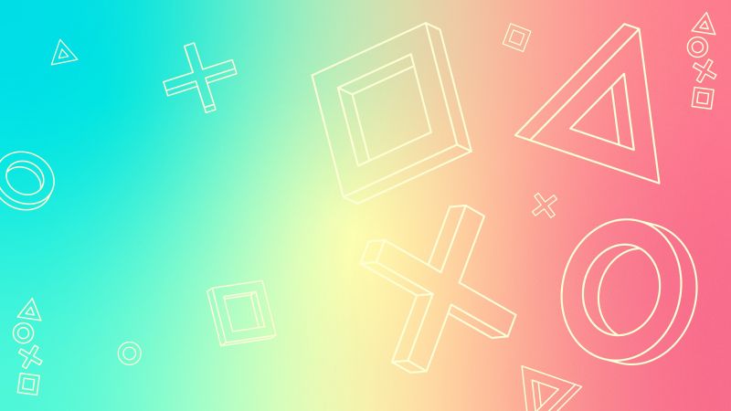 PlayStation, Icons, Gradient background, Wallpaper