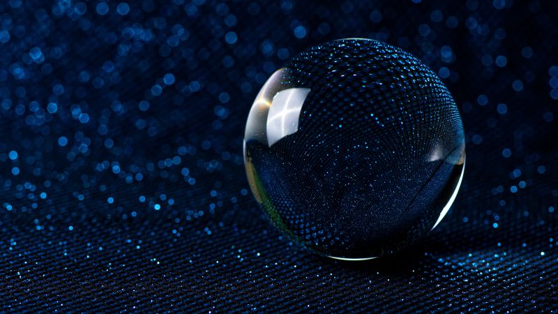 Crystal Ball, Dark blue, Bokeh Background, 5K, Macro, Wallpaper