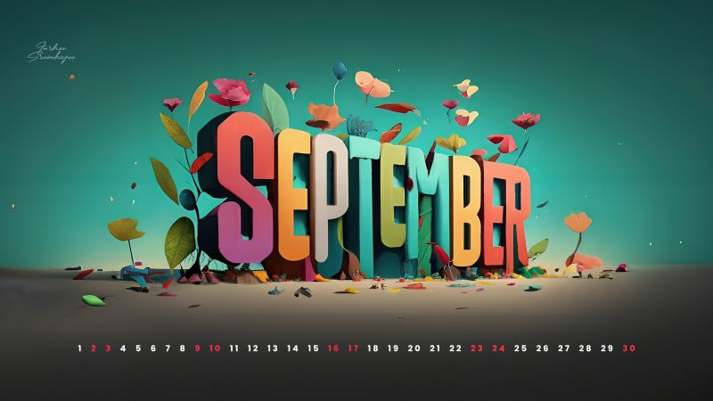 2023 Calendar, September calendar, Autumn season, Wallpaper