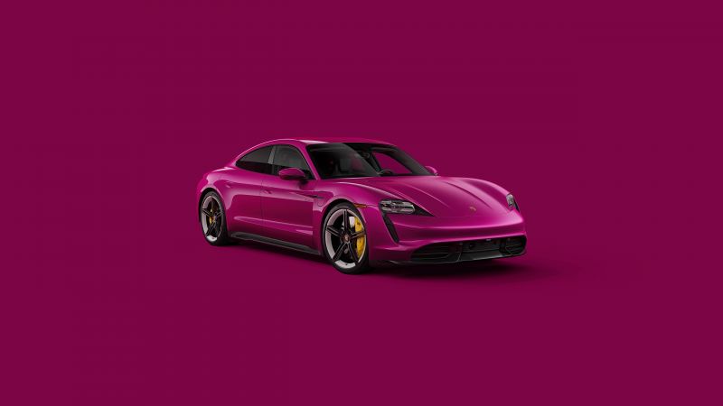 Porsche Taycan, Magenta, 5K, CGI, Wallpaper