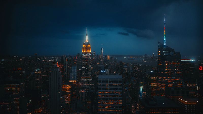 New York City, Night, Cityscape, Dark aesthetic, Empire State Building, USA, Wallpaper