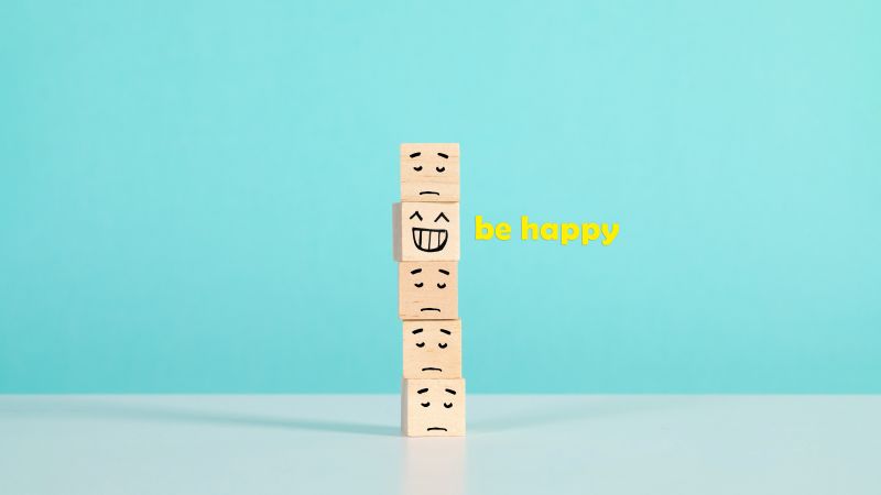Be happy, Emoticons, Sad, Joy, Cyan background, 5K, 8K, Cuteness, Wallpaper