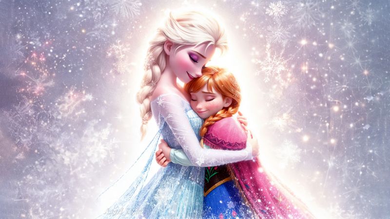 Elsa, Anna, Frozen, Together, Surreal, Wallpaper
