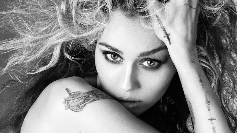 Miley Cyrus, Monochrome, Vogue, Photoshoot, 2023, Black and White, Wallpaper