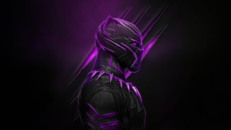 Black Panther, Purple aesthetic, Dark background, Wallpaper