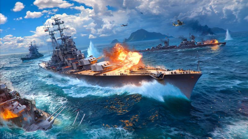 World of Warships, Battleship, Online games, 5K, Wallpaper