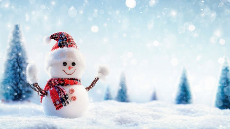 Christmas special, Snowman, Winter, Santa hat, Snowfall, 5K, Wallpaper