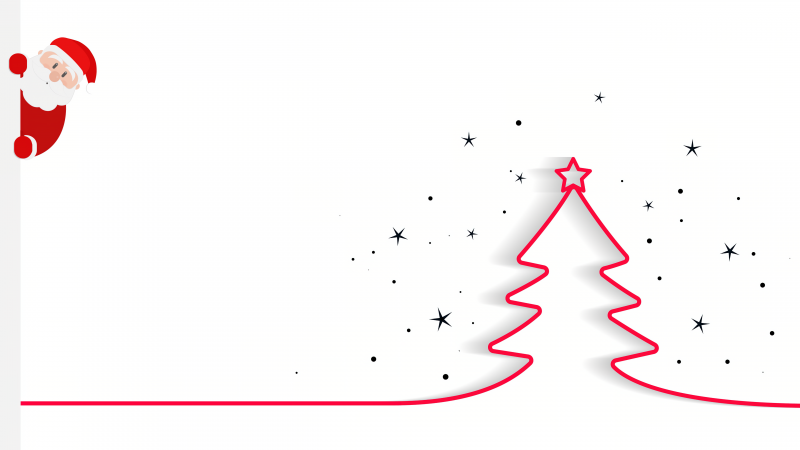 Santa Claus, Christmas tree, Minimalist, White aesthetic, 5K, Navidad, Noel, Wallpaper