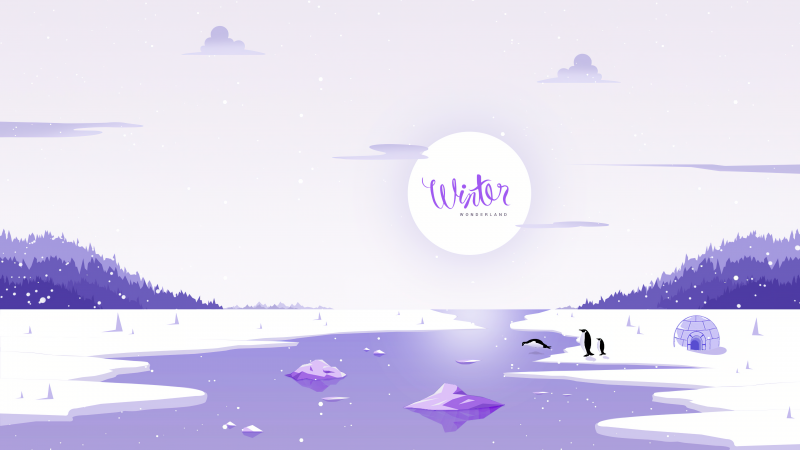 Winter, Illustration, River, Penguins, Igloo, Snowy, Landscape, 5K, Wallpaper