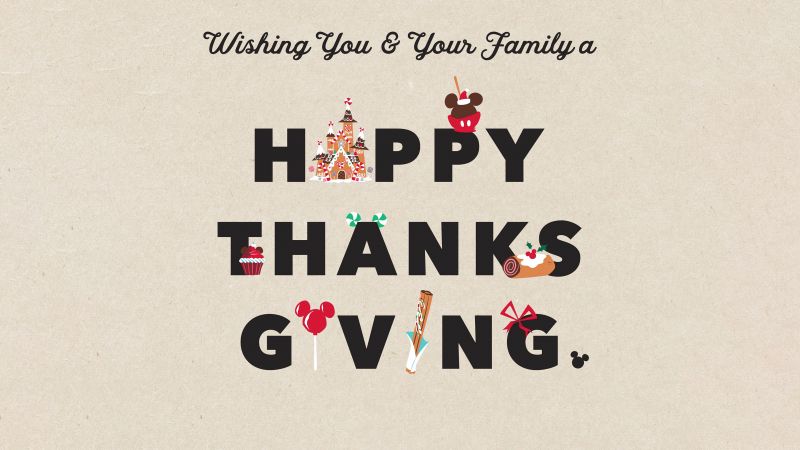 Disney, Happy Thanksgiving, 5K, Typography, Wallpaper