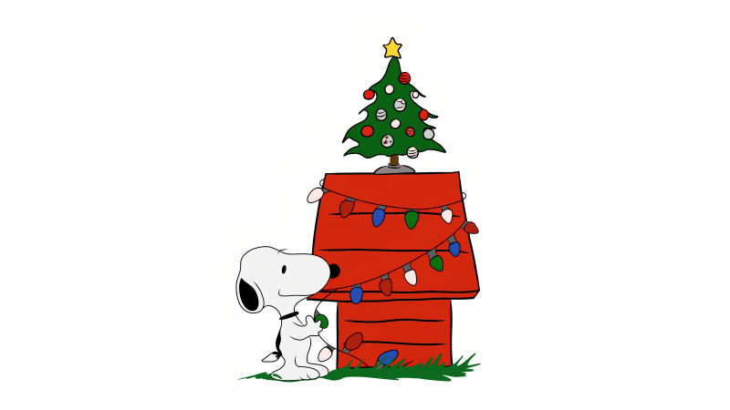 Snoopy, Christmas decoration, Xmas tree, 5K, Peanuts, Cartoon, Wallpaper
