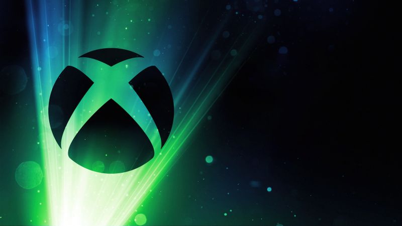 Glowing, Xbox logo, 5K, Green background, Wallpaper