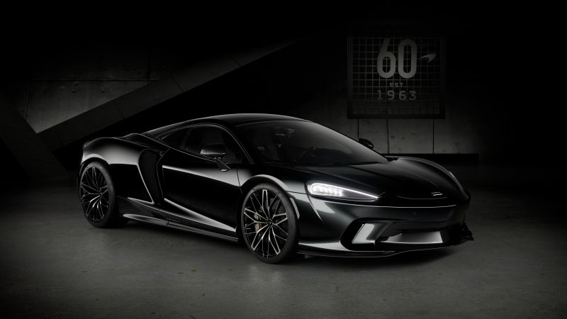 McLaren GT, Anniversary Edition, 5K, Dark background, Black cars, Dark aesthetic, Wallpaper