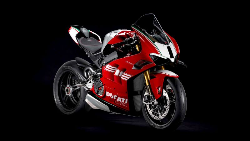 Ducati Panigale V4 SP2, 2024, Anniversary Edition, 5K, 8K, Black background, Wallpaper
