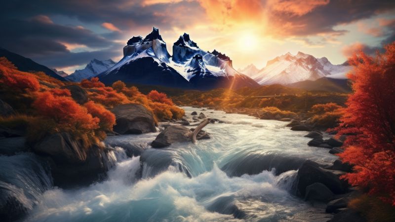 Patagonia, Autumn, Mount Fitz Roy, Landscape, Mountain Peak, Argentina, 5K, 8K, Wallpaper