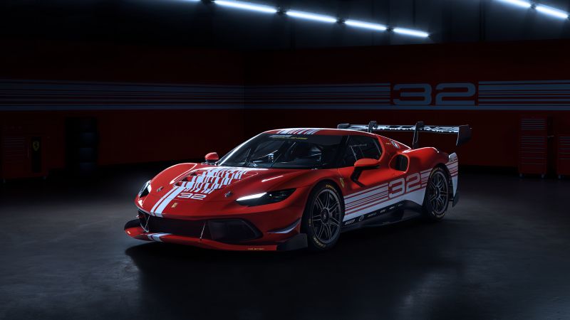 Ferrari 296 Challenge, 8K, Hybrid sports car, 2023, 5K, Wallpaper