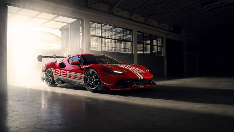 Ferrari 296 Challenge, Hybrid sports car, 2023, 5K, 8K, Wallpaper