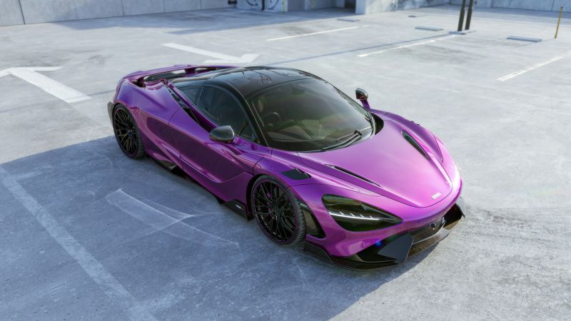 McLaren 765LT, Purple aesthetic, CGI, 5K, Wallpaper