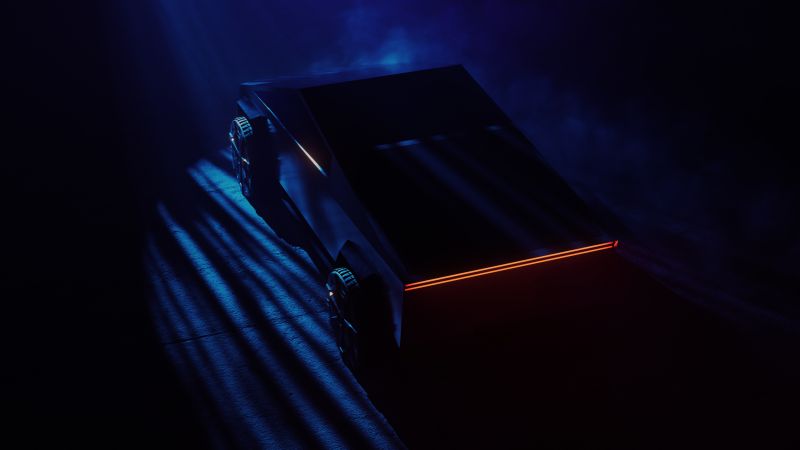 Tesla Cybertruck, Dark, Light, CGI, Wallpaper