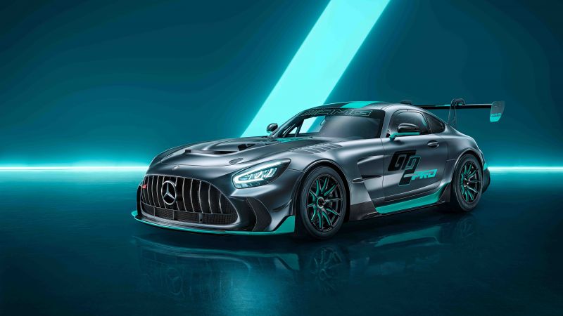 Mercedes-AMG GT2 PRO, 5K, Aesthetic Cyan, Race cars, Wallpaper