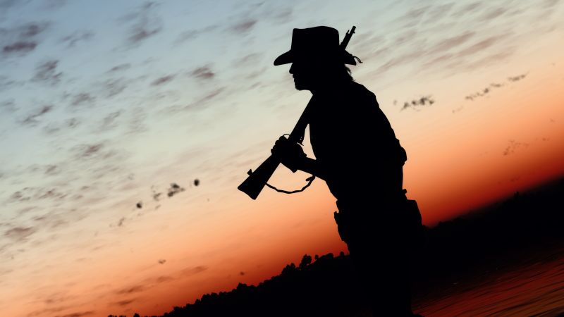 Western, Cowboy, Sunset, Silhouette, Red Dead Redemption, Wallpaper