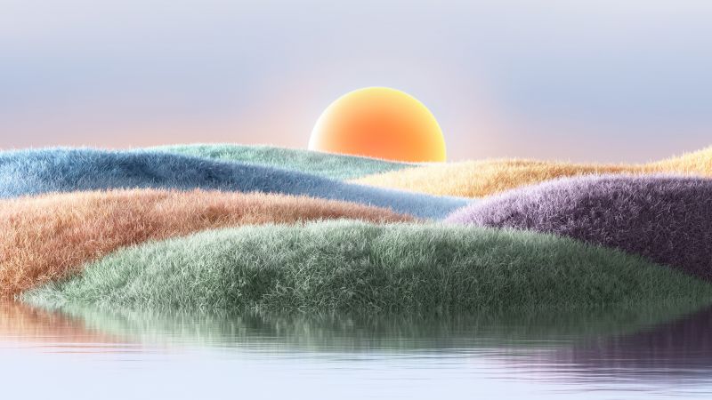 Sunset, Microsoft Design, Colorful, Aesthetic, 5K, Wallpaper